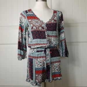 Mossimo Boho Calico Floral Romper S